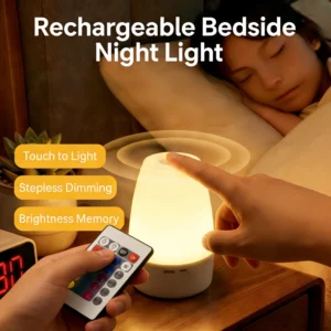Lampes LED tactiles à intensité variable, veilleuse LED avec télécommande, rechargeable par USB, lampe de table LED 3 couleurs, lampe de nuit pour enfants, cadeau