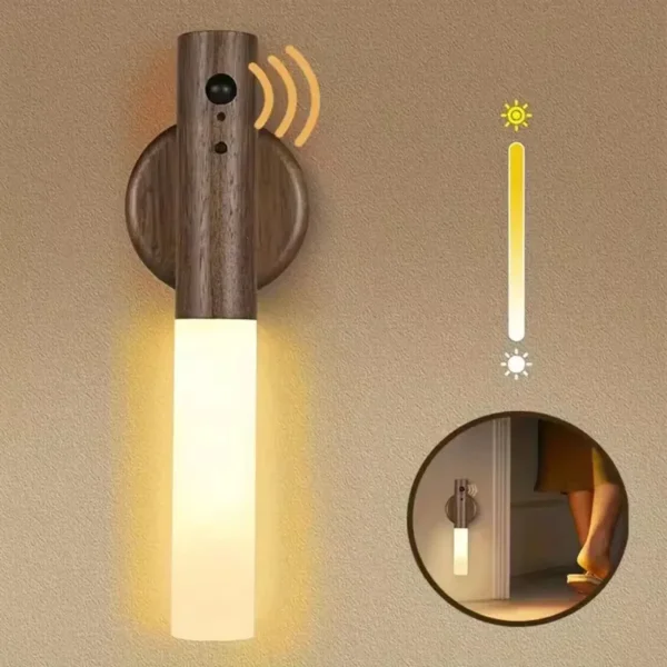 Veilleuse capteur de mouvement veilleuse applique murale Rechargeable applique murale magnétique applique murale en bois pour escaliers de chambre à coucher