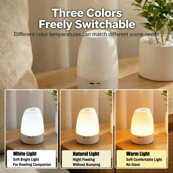 Lampes LED tactiles à intensité variable, veilleuse LED avec télécommande, rechargeable par USB, lampe de table LED 3 couleurs, lampe de nuit pour enfants, cadeau